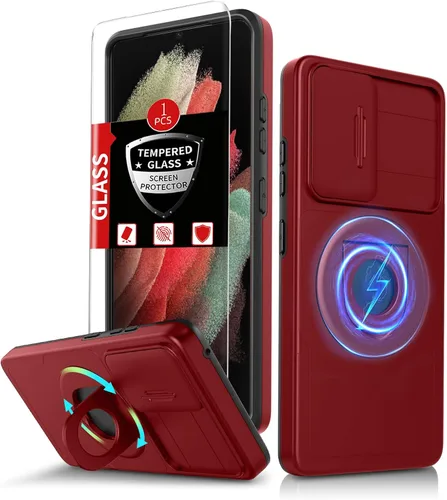 Vista 59 de Funda para Samsung Galaxy S21 FE con 2 protectores de pantalla de vidrio templado, funda con función atril para Samsung Galaxy S21FE con cubierta