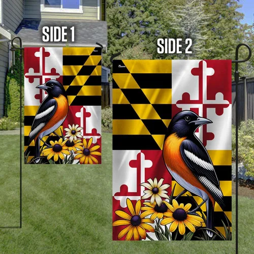 Vista 5 de FLAGWIX Bandera Americana - Bandera del Estado de Maryland con Oriole de Baltimore y Flor de Ojo Negro, Bandera Premium de Poliéster Decorativa