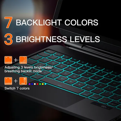 Vista 4 de JUQITECH Magic Keyboard - Funda para Samsung Galaxy Tab S6 Lite de 10.4 pulgadas, soporte magnético flotante voladizo inalámbrico retroiluminado