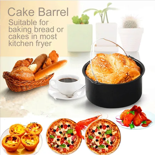 Vista 2 de BORDSTRACT Accesorios de barril para freidora de aire, sartén para cupcakes de 6 pulgadas, 7 pulgadas, 8 pulgadas, herramienta para hornear pasteles