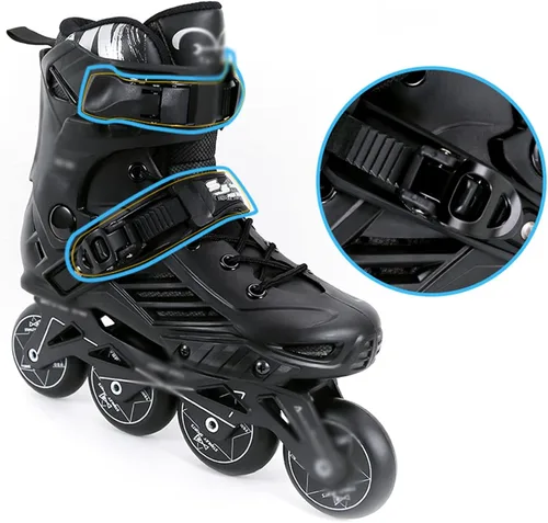 Vista 3 de Patines profesionales en línea para adultos, zapatos de patinaje de velocidad negro para deportes al aire libre, mujeres y hombres, zapatos de 4