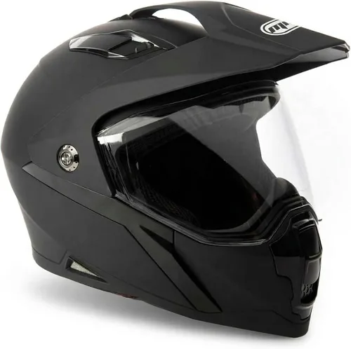 Vista 9 de MMG Casco deportivo dual para motocicleta todoterreno dirt bike ATV - Visera abatible - Modelo 23 (negro brillante, mediano)