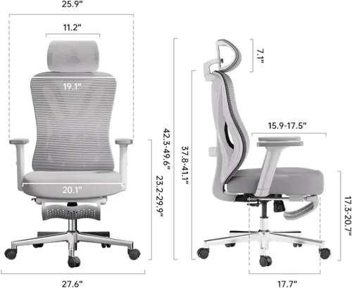 Vista 2 de Hbada P5 Silla de oficina ergonómica, silla de escritorio con soporte lumbar y altura ajustables, silla de computadora cómoda de malla