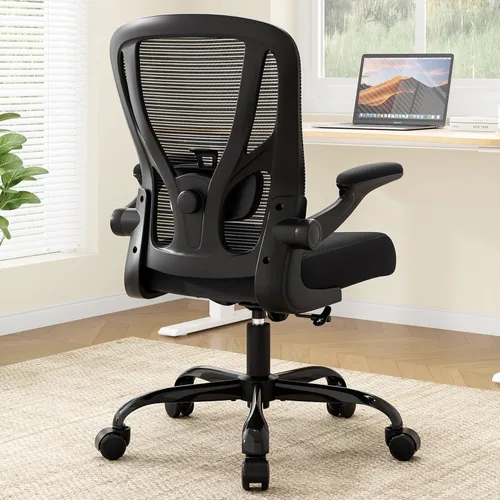 Vista 9 de Silla de oficina ergonómica de escritorio, silla de computadora de malla, silla de trabajo transpirable con ruedas, soporte lumbar ajustable, sillas