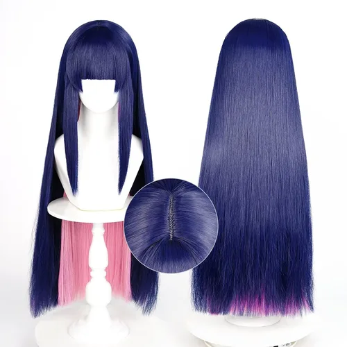Vista 31 de COSPLAZA Cosplay peluca larga recta plana explosión sintética anime pelo negro
