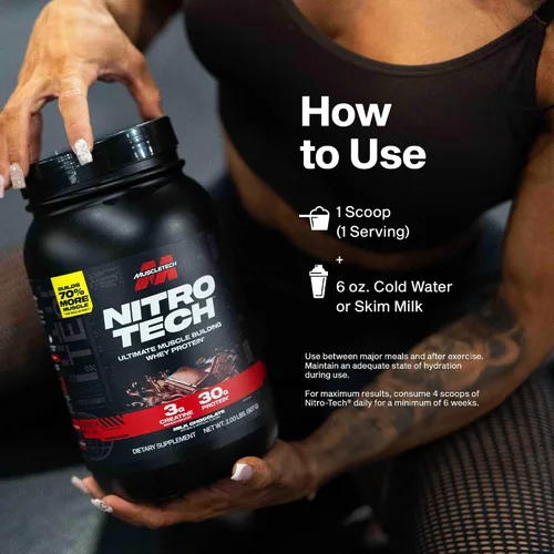 Vista 7 de Muscletech Proteína de suero en polvo (Galletas y Crema, 4 libras) - Fórmula Nitro-Tech Ultimate para construcción muscular con aislado de proteína