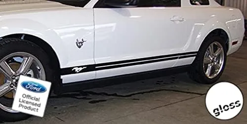 Vista 12 de Adhesivos de rayas laterales para puerta de panel basculante para Ford Mustang Negro (brillo) - RAA - CB