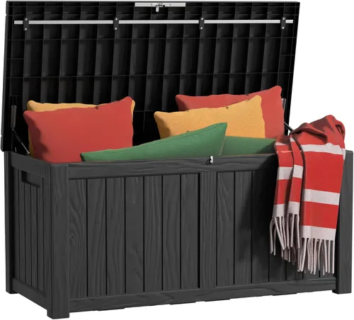 Vista 21 de EasyUp - Caja de almacenamiento para exteriores de 50 galones, impermeable, con cerradura 2-Gris