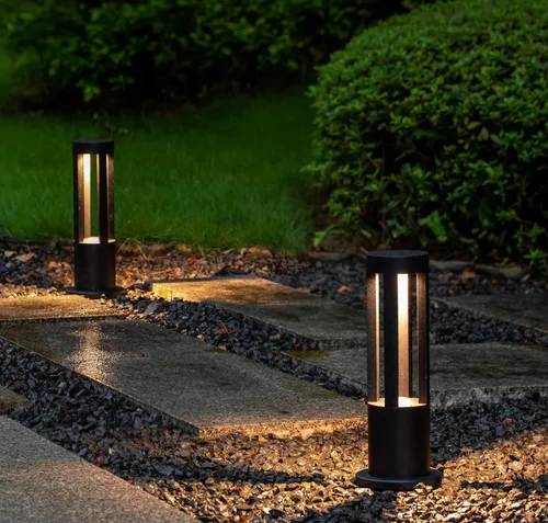 Vista 2 de Gardenised Luces LED redondas de 15.75 pulgadas para camino, iluminación decorativa duradera de aluminio con cable para pasillos, jardines