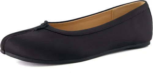 Vista 10 de CUSHIONAIRE Maki Tabi - Zapatos planos para mujer, con puntera dividida, suela flexible y plantilla acolchada Negro
