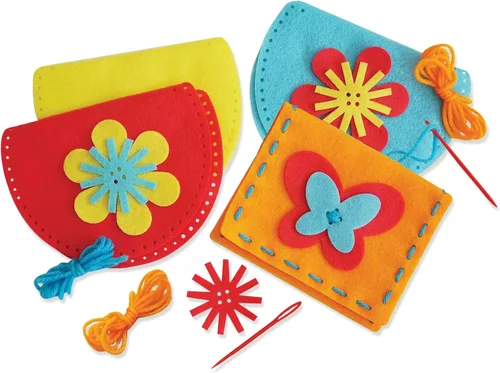 Vista 9 de Serabeena Cose Tus Propios Monederos - Kit de Costura para Niños - Manualidades de Fieltro para Niños - Costura Edades 4-8 Años en Adelante - Kit