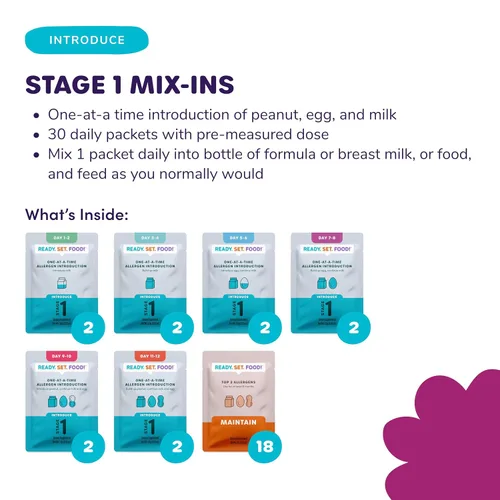 Vista 3 de Ready Set Food Stage 1 - Mezcla de alimentos orgánicos para bebés, kit de introducción temprana de alérgenos para bebés de más de 4 meses, huevos