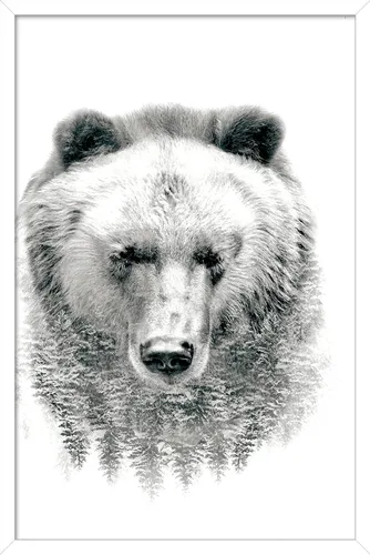 Vista 11 de Trends International Póster de pared de oso - árboles, 14.725 x 22.375 pulgadas, versión enmarcada de madera de granero