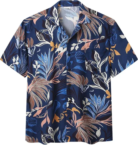 Vista 5 de MCEDAR Hawaiian Shirt for Men Regular Fit Short Sleeve Button Down Summer Beach Tropical Aloha Shirts S-3XL