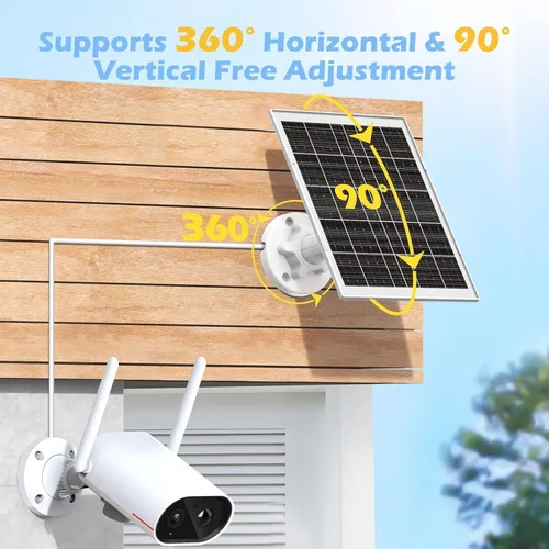 Vista 5 de Cargador de panel solar de 8 W para cámaras de seguridad al aire libre, con Micro USB/USB-C y puerto DC (35 x 135), se ajusta a
