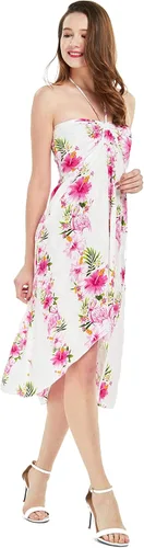 Vista 4 de Vestido hawaiano de Luau halter con estampado floral para mujer en flor