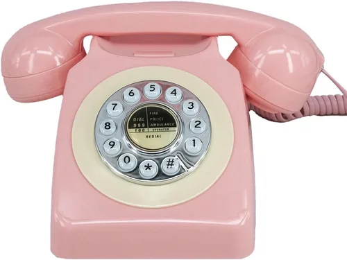 Vista 7 de Teléfonos de línea terrestre para el hogar Teléfono con botón de marcación antiguo, utilizado para oficina hotel y hogar. (naranja)