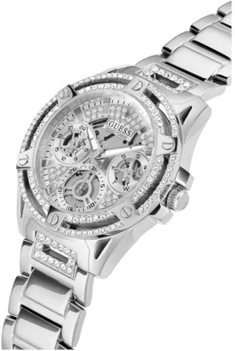 Vista 7 de GUESS Reloj de corte de diamantes de imitación en tono plateado