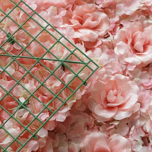 Vista 3 de Tableclothsfactory Paquete de 4 paneles de 11 pies cuadrados con protección UV, rubor 3D de seda rosa y hortensia para decoración de centros de mesa