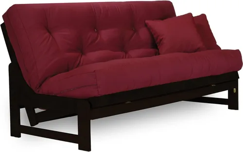 Vista 6 de Nirvana Futons Arden Dark Espresso - Juego de futón de tamaño matrimonial o queen, marco de futón de madera sin brazos con colchón