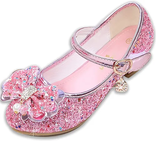 Vista 2 de Walofou Zapatos planos de princesa con tacón de fiesta de boda para niñas de flores para niños pequeños