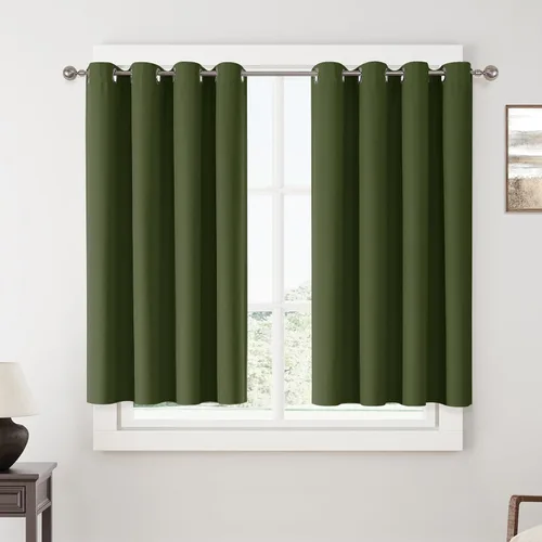 Vista 118 de ChrisDowa Cortinas 100% Opacas de Abedul Sólido de 45 Pulgadas de Largo, 2 Paneles para Dormitorio y Sala de Estar, Estilo Granja Oscurecedoras