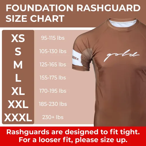 Vista 2 de Gold BJJ Fundación Rash Guard - Rashguard clasificado No-Gi y Gi Jiu Jitsu