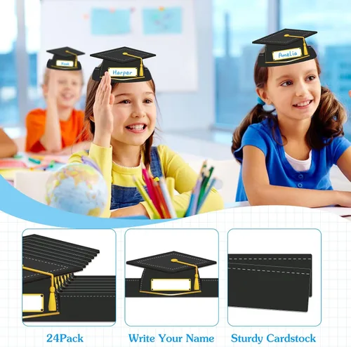 Vista 4 de D4DREAM 24pcs Paper Crowns Craft Kits Adjustable Paper Caps Hats for Kids Students Kindergarten Preschool Party Supplies