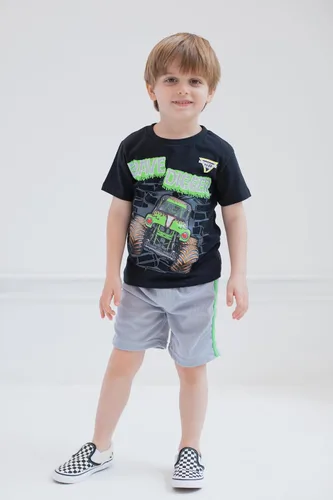 Vista 2 de Monster Jam Conjunto de camiseta y pantalones cortos para niños pequeños y grandes