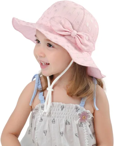 Vista 20 de Toddler Kids Baby Girl Sun Hat Floppy Cotton Summer Hat 50+ SPF Protective 04/Flor/Blanco