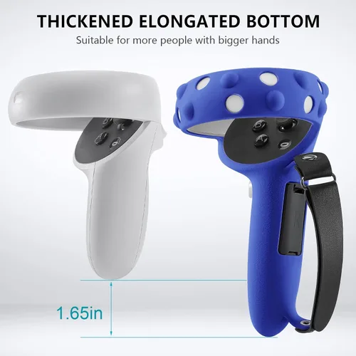 Vista 5 de for Oculus Quest 2 Accessories Silicone Face Cover VR Shell Cover Touch Controller Lengthening Grip Cover with Battery Opening Adjustable with