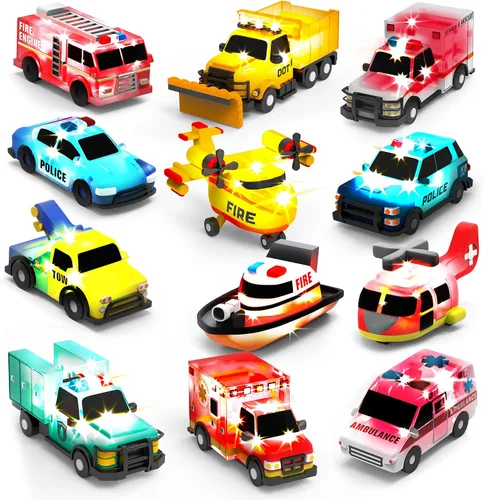 Vista 10 de Tub Works® Emergency™ Cars - Juguetes de baño iluminados, paquete de 6 Juguetes iluminados activados por agua parpadean y cambian