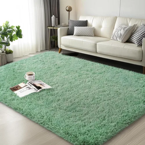 Vista 105 de Mugorn - Alfombras suaves y esponjosas de 2 x 3 pies para el hogar, alfombra pequeña con 4 mallas antideslizantes, color negro, 2 x 3 pies