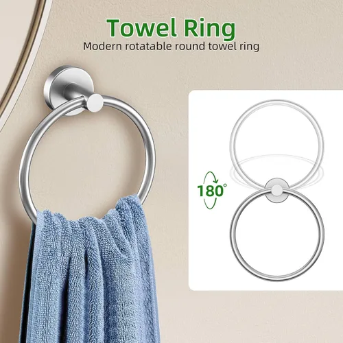 Vista 3 de Juego de 10 toallas de níquel cepillado, juego de accesorios de baño, juego de toalleros de 23.6 pulgadas, juego de toalleros de acero inoxidable