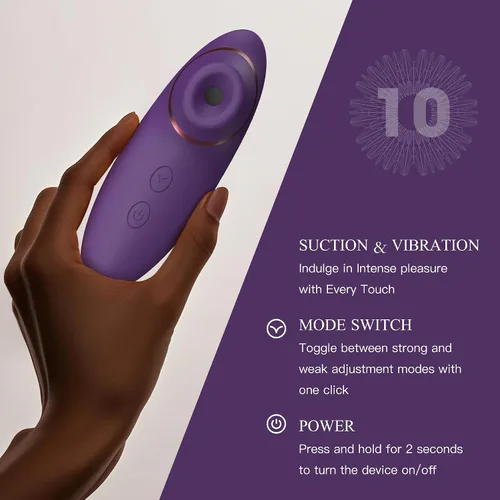 Vista 4 de Juguetes para adultos, vibrador de succión de consolador – Estimulador de clítoris 2 en 1 con 9 modos de succión y vibración para mujeres, pezón