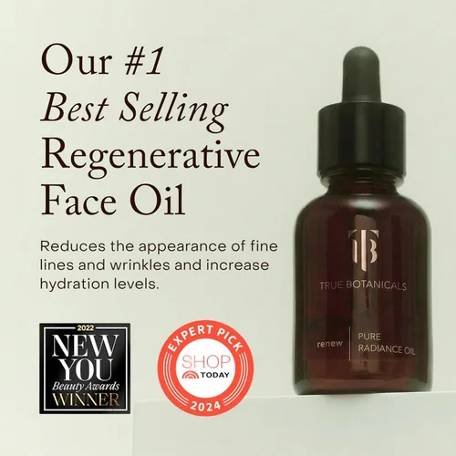 Vista 2 de True Botanicals Renew Pure Radiance Oil Aceite facial antienvejecimiento con rosa mosqueta Reduce la apariencia de líneas finas y arrugas