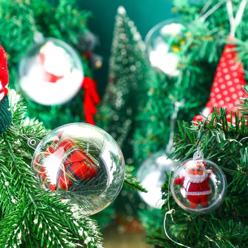 Vista 3 de Macarrie 60 bolas de adornos transparentes rellenables de Navidad, bolas de adorno rellenables de plástico transparente para el hogar, manualidades
