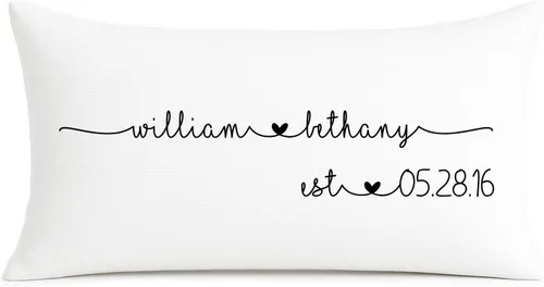 Vista 11 de Almohada de boda personalizada, almohada personalizada con nombre de pareja con corazón, regalo de boda romántico, regalo de compromiso, almohada