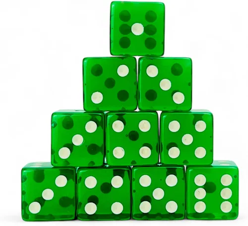 Vista 13 de Luck Lab Paquete de 10 dados de 19 mm - Dados D6 acrílicos y translúcidos, cuadrados con bordes redondeados para casino, craps, juegos de mesa RPG