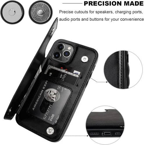 Vista 7 de ONETOP Compatible con iPhone 12 Compatible con iPhone 12 Pro Funda Cartera con Portarjetas, Funda de Cuero PU con Soporte y Ranuras para Tarjetas