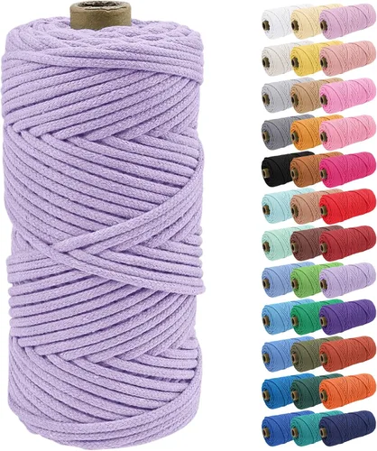 Vista 75 de JeogYong Cuerda de macramé de 0.157 in x 109 yardas, cuerda trenzada de algodón natural, cuerda de macramé para bolsas de ganchillo, colgar