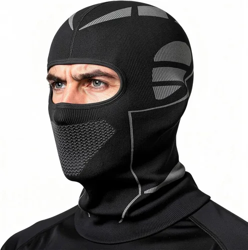 Vista 2 de Máscara de esquí y motocicleta estilo mecánico, pasamontañas resistentes al viento, cara completa con orificios de ventilación, apta para casco