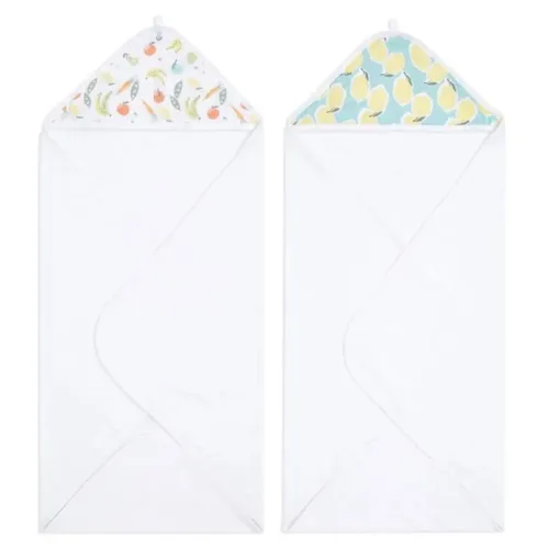 Vista 7 de aden + anais Essentials - Toalla de baño con capucha para bebé, súper suave, 100% algodón, paquete de 2, conejitos ruborizados