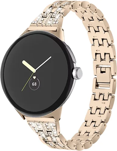 Vista 11 de FitTurn - Correa compatible con Google Pixel Watch 5, 4, 3, 1.61 pulgadas, reloj 2 1, correa de metal con diamantes brillantes para mujer, correa