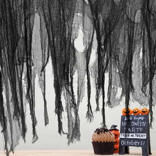 Vista 13 de Watayo Paquete de 8 paños espeluznantes de Halloween, tela espeluznante de 72 x 30 pulgadas, tela de araña elástica de Halloween, gasa espeluznante
