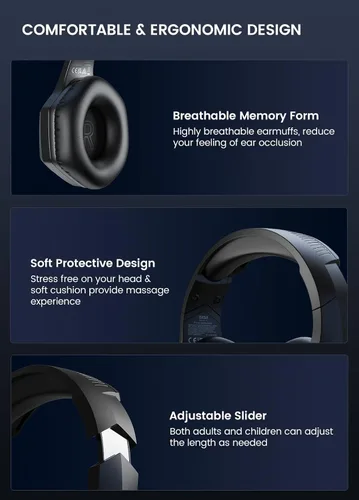 Vista 6 de EKSA - Auriculares inalámbricos para juegos, auriculares USB con micrófono de 2.4GHz para PC, PS5, PS4, Nintendo Switch, auriculares para PC