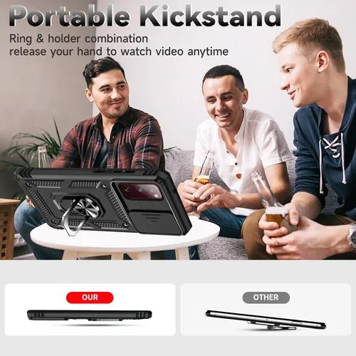 Vista 6 de HNHYGETE Funda para Galaxy S20 FE 5G con protector de pantalla: [grado militar de 20 pies probada en caídas] anillo a prueba de golpes para Samsung
