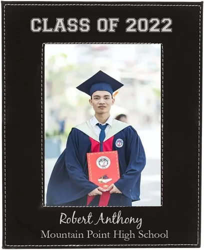 Vista 8 de Clase 2022 2023 2024 – Memoria de celebración personalizada de cuero sintético para graduar o colgar en la mesa, foto personalizada de cuero