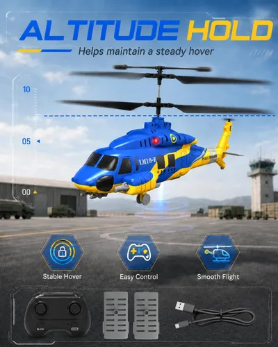 Vista 5 de Helicóptero RC con 10 misiles, helicóptero de control remoto del ejército de 2.4 GHz para principiantes y adultos, helicóptero militar, luces LED
