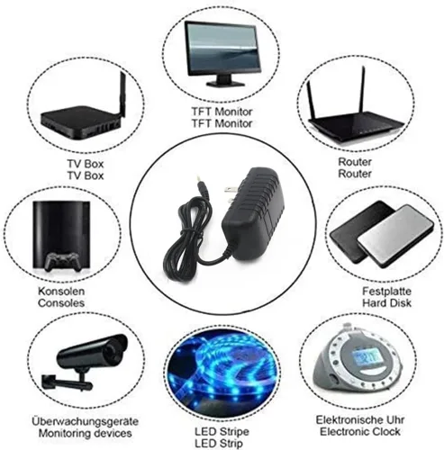 Vista 4 de Adaptador de corriente de cámara con divisor de alimentación de 4 vías para sistema de vigilancia de cámaras de seguridad para el hogar CCTV